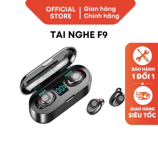 Tai nghe Bluetooth AMOI F9 TWS 5.0 không dây cảm ứng chống nước, chống ồn tích hợp sạc OFFICIAL STORE