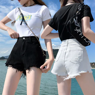 Quần short bò nữ rách - quần shorts jeans nữ rách Denim thiết kế sooc rách cá tính phong cách Hàn Quốc