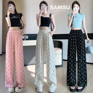 Quần ống rộng nữ chất dù nhăn đính nơ phong cách Hàn Quốc mặc đi học đi chơi Samsu.clothing_saigon