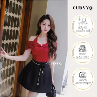 BST1.24 Chân Váy Tafta Khâu Nơ Đá/Kèm Dây Hoa Trà Dáng A Thời Trang Thiết Kế Nữ CurvyQ