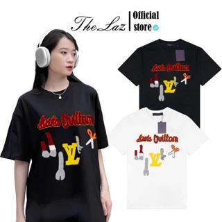 Áo Thun LV Thêu Cờ Lê, Kéo Logo Xù Thời Trang Nam Nữ Unisex, Vải Cotton Dày Mịn 100%