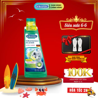 Dung dịch vệ sinh lồng giặt, Tẩy rửa cặn máy giặt Dr.Beckmann 250ml Tinh chất Giấm Chanh nhập khẩu Đức