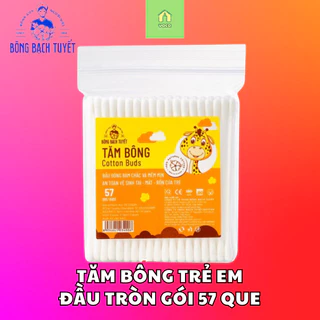 Tăm Bông Bạch Tuyết Trẻ Em  Gói 57 Que, Ngoáy Tai, Vệ Sinh Rốn, Mắt, Mũi, Tẩy Trang