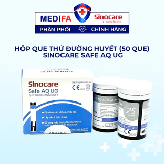 Hộp 50 Que Thử Đường Huyết Sinocare Safe AQ UG Kèm 50 Kim Chích Máu Chính Hãng, An Toàn