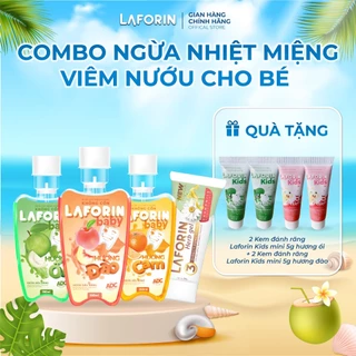 Combo ngừa nhiệt miệng, viêm nướu cho bé bao gồm Gel bôi miệng thảo dược 10g và nước súc miệng Laforin Baby 350ml