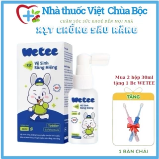 Xịt chống sâu răng wetee 30ml cho bé từ 1 tuổi, giúp làm sạch và bảo vệ men răng, ngăn ngừa sâu răng