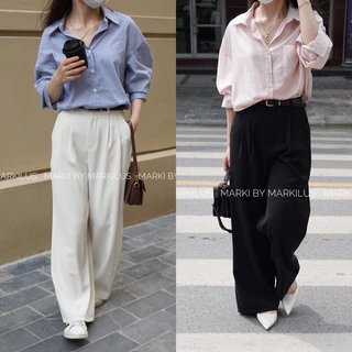 MARKI/ Q404 QUẦN CULOTTES ỐNG SUÔNG DÁNG DÀI KÈM BELT