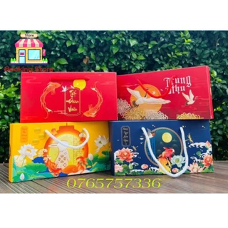 Hộp 2 Bánh Trung Thu 200gr hộp giấy cứng cáp, quai xách đẹp phù hợp quà biếu tặng