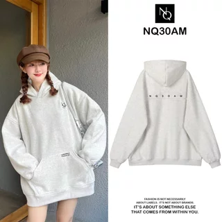 Áo Hoodie Thêu Chữ LQ Form Rộng Unisex Mũ Trùm 2 Lớp Vải Nỉ Bông Cao Cấp