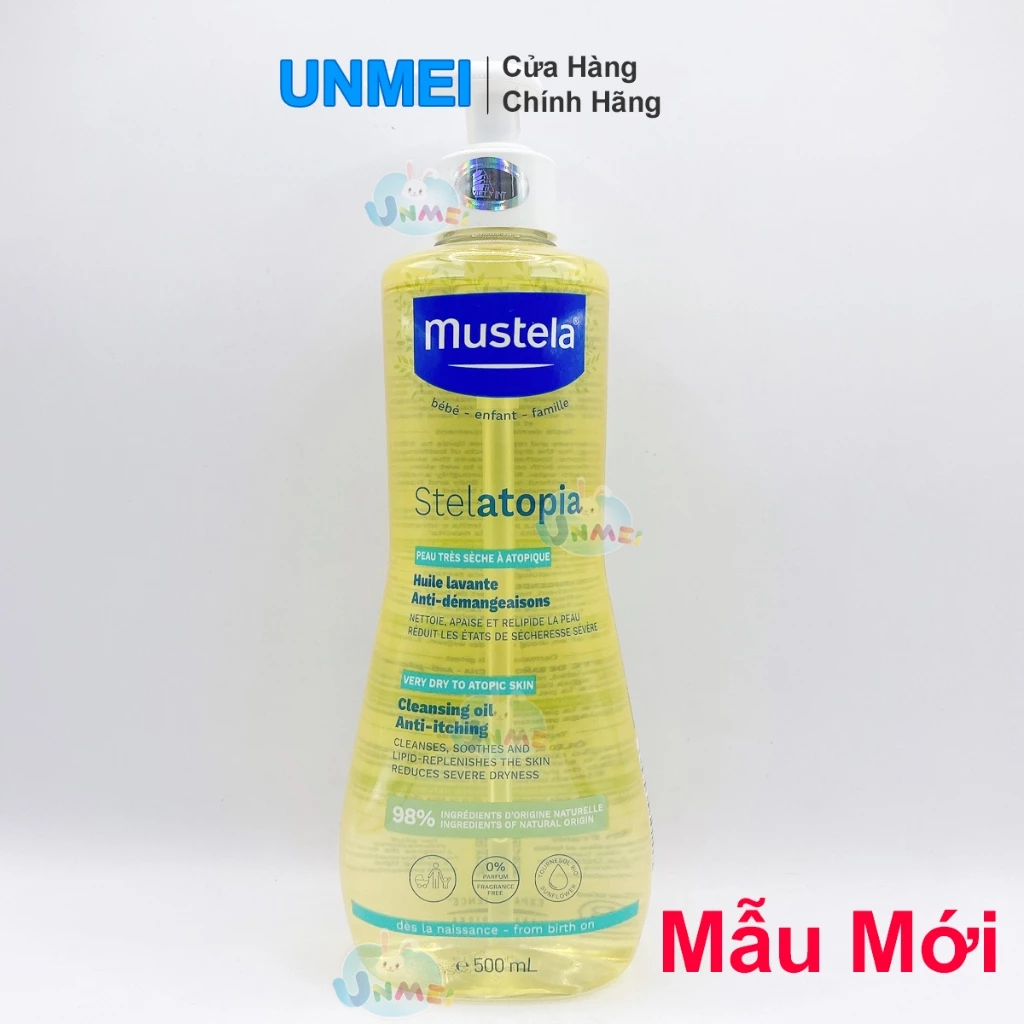 Dầu tắm gội Cho Trẻ Sơ Sinh & Em Bé Da Chàm Thể Tạng Mustela Stelatopia Cleansing Oil 500ml