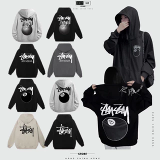 Áo khoác hoodie zip Stussy Ball  nỉ bông 2 lớp stussy mũ zip bassic form rộng nam nữ unisex HIGHT BAR STORE