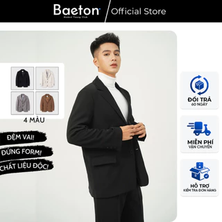 Áo blazer nam nữ BAETON có đệm vai cao cấp chất liệu arims độc quyền dày dặn, form chuẩn Hàn Quốc - B01