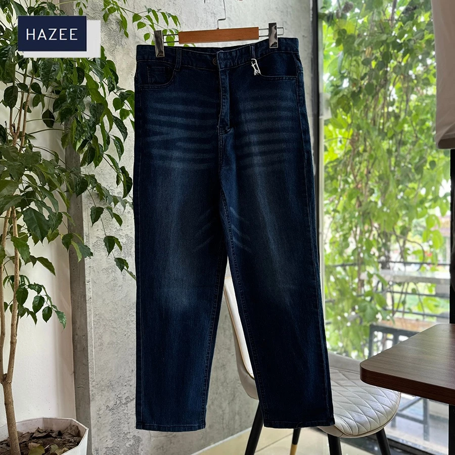 Quần Jean Nam Ống xuông Wash Xanh HAZEE - Quần Ống xuông Denim Cạp Cao Nam Thời Trang Top Trending
