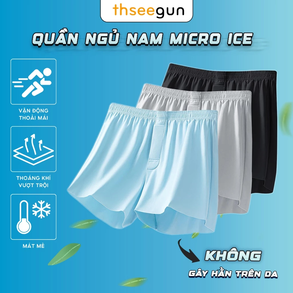 Combo 3 Quần Ngủ Cho Nam, Quần Đùi Nam Mặc Nhà Thseegun, Chất Liệu Thun Lạnh Micro ICE Siêu Thoáng Mát, Mềm Mịn, Co Giãn