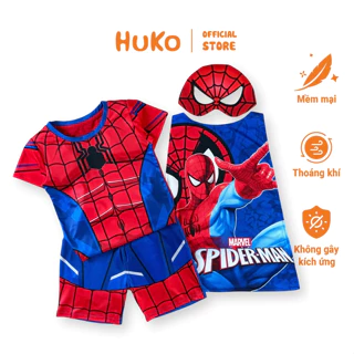 Bộ đồ siêu nhân cho bé trai nhện spiderman Huko HB171 kèm choàng và mặt nạ, vải thun dày dặn, cân nặng 10-30kg