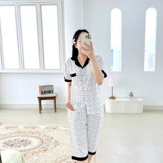 Pijama lụa mango mềm mại, không nhăn TNQL Satino - Nami White (MNL-103)