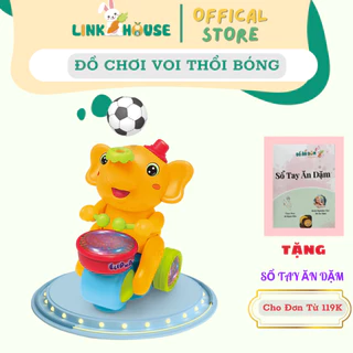 Đồ chơi Con Voi Đánh Trống Thổi Bóng Đèn Nhạc Vui Nhộn, Đồ Chơi Xe Con Voi Thổi Bóng Làm Xiếc Cho Bé