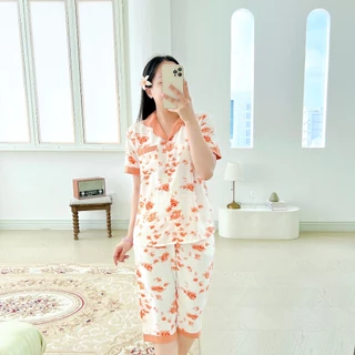 Pijama lụa mango mềm mại, không nhăn TNQL Satino - Remy Orange (MNL-109)