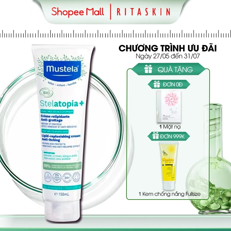 ✅Mustela Kem Dưỡng Da Mặt Và Cơ Thể Cho Trẻ Sơ Sinh & Em Bé Da Chàm Thể Tạng Mustela 150ml