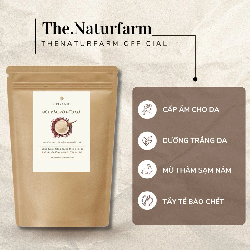 Bột đậu đỏ nguyên chất Naturfarm [ 100GR ] Dưỡng trắng, mờ thâm, giảm mụn, tẩy da chết