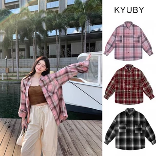 Áo Sơ Mi Caro Flannel Kyuby Tay Dài Form Rộng Nam Nữ Unisex Chất Nỉ A166