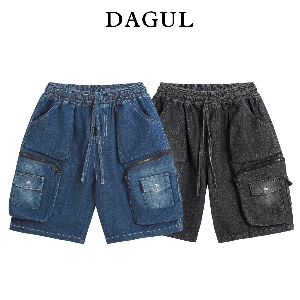 Quần ngỗ lửng túi hộp mix khóa, chất vải denim mềm mại thoáng mát, phong cách đường phố Nam