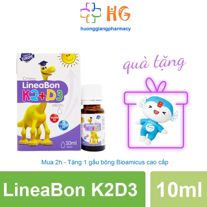 Lineabon d3 k2 Vitamin d3 k2 mk7 Vitamin d3 cho trẻ sơ sinh Canxi d3k2 Lọ 10ml