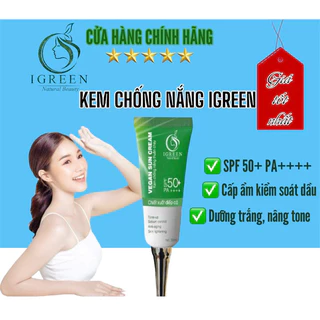 KEM CHỐNG NẮNG THUẦN CHAY-DỊU NHẸ-DƯỠNG DA HẰNG NGÀY IGREEN