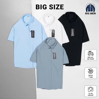 Áo sơ mi Bigsize 130kg nam tay ngắn, Vải mềm mịn, co giãn, thoáng khí Sơ mi Tay Ngắn BASIC Menswear