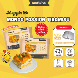 Set nguyên liệu Mango Passion Tiramisu (vị xoài chanh dây) Nhà Bee - thành phẩm bánh 10x14cm