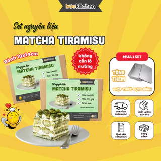 Set nguyên liệu làm Matcha Tiramisu, Tiramisu Trà xanh thơm ngon đậm vị Nhà Bee - thành phẩm bánh 10x14