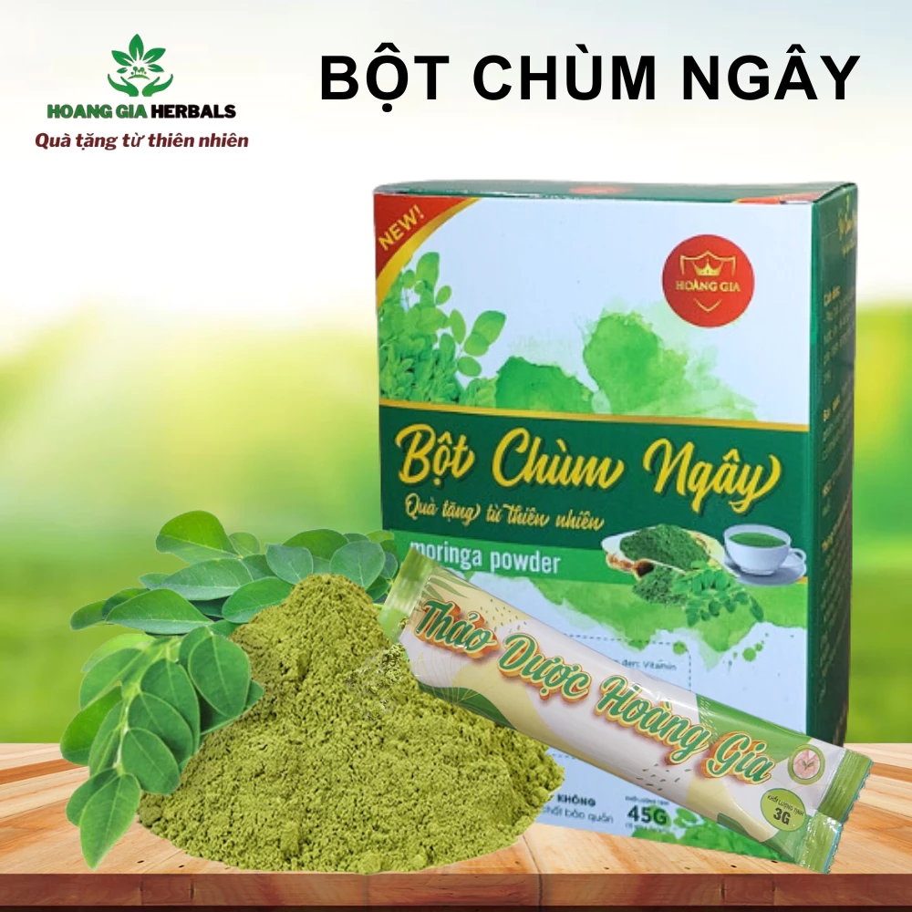 Bột Chùm Ngây sấy lạnh cân bằng nội tiết, tốt cho mẹ bầu, Bảo vệ gan, chống lão hoá Hộp 15 gói x3gr