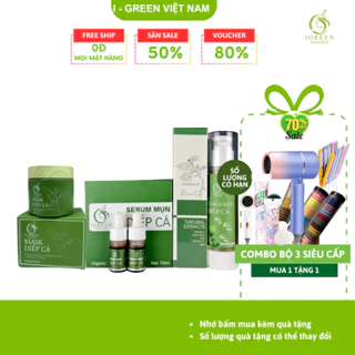 Combo bộ 3: Sữa rửa mặt + Serum + Mặt Nạ giúp sạch bụi bẩn bã nhờn giảm mụn giảm thâm sáng da - NT.IGREEN