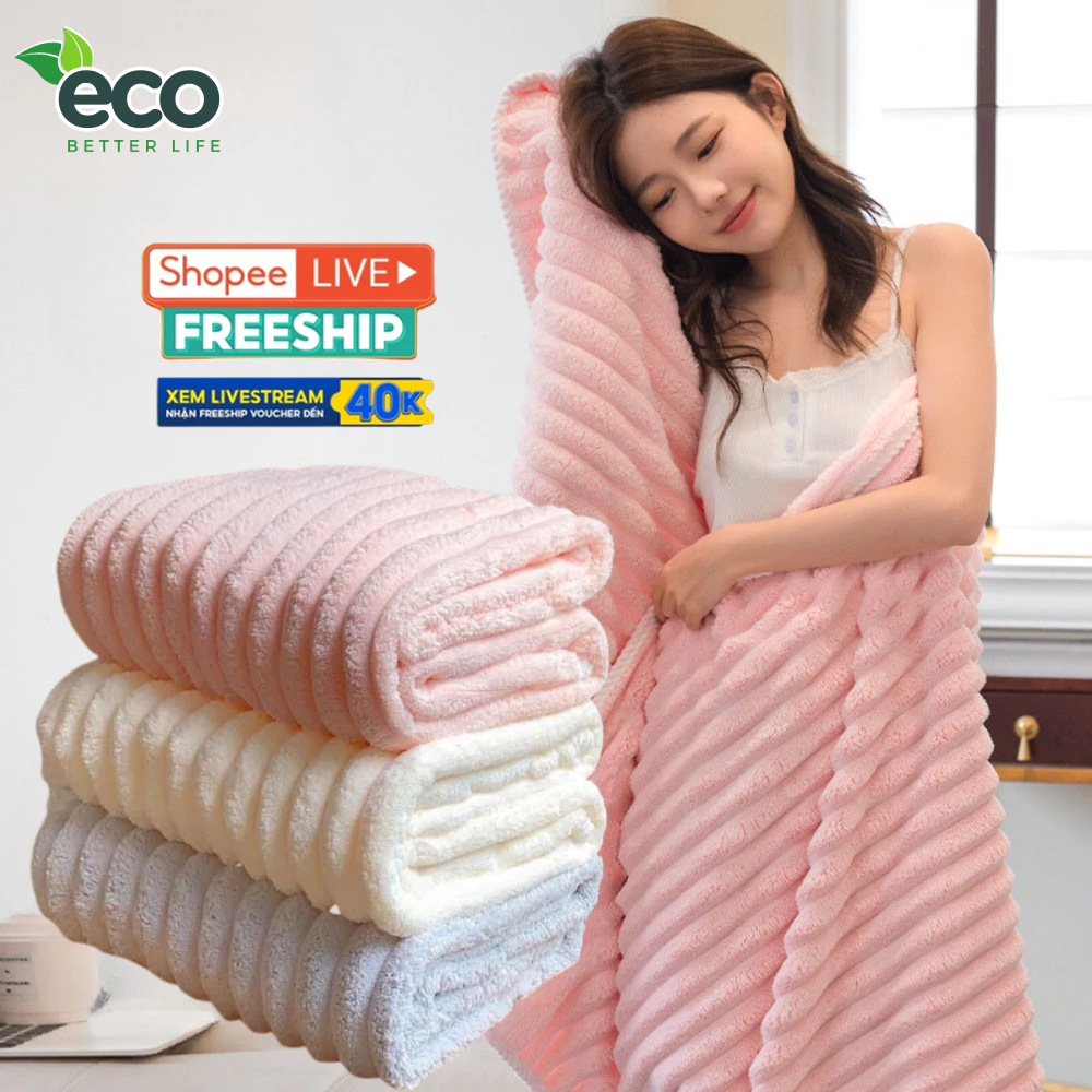 Khăn tắm siêu thấm hút nước ECO, khăn mặt sợi cuộn to chất liệu sợi Microfiber kích thước 70x140cm