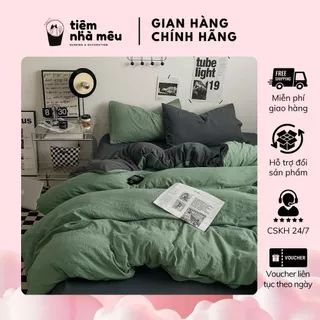 (Vol2)Bộ Chăn Ga Gối Set 4 Món 2 Vỏ gối drap vỏ chăn Cotton TC Mix Phối Lạ Đẹp Fullsize Tiệm Nhà Mêu