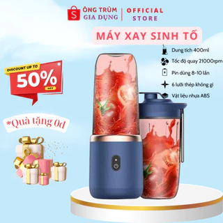 Máy Xay Sinh Tố 300ML  Máy Xay Sinh Tố Cầm Tay Mini Sử Dụng Pin Sạc Siêu Tiện Lợi, BH 12T (1 đổi 1)