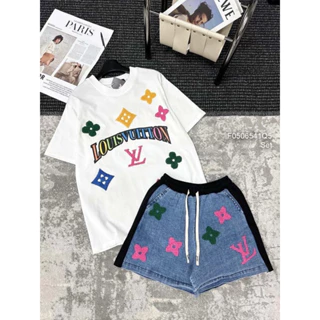 Set bộ áo thun tay ngắn họa tiết hoa l6 kèm quần short jean sang trọng VIENS STORE