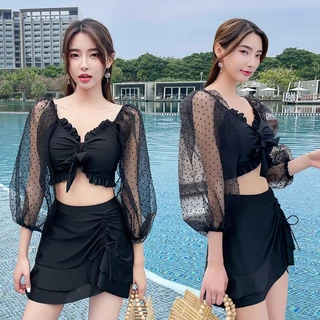 (Sẵn-Có ảnh thật) Đồ bơi, Bikini 2 Mảnh Phối Tay Phồng #8207