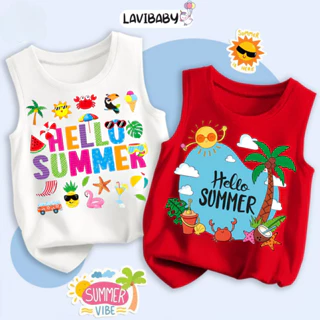 Áo ba lỗ cho bé LaviBaby mẫu mới Mùa Hè 2024, Áo sát nách chất cotton Mềm mịn Thoáng mát Summer Vibe