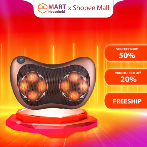 Gối massage cổ vai gáy Smart Gadgets 8 bi Hàn Quốc, máy massage body giúp làm giảm đau nhức vai gáy, bh 12 tháng - GMX4