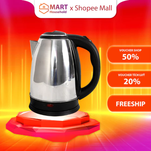 Ấm Siêu Tốc Inox 1,8 Lít Smart Gadgets Đun Sôi Cực Nhanh - Bình siêu tốc inox tốt cho sức khỏe người sử dụng - ST2