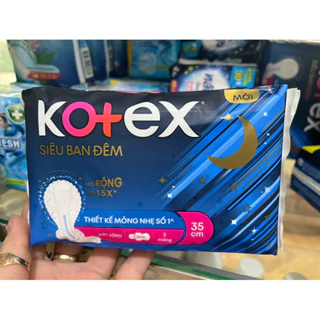 Gói 3 miếng Băng vệ sinh Kotex siêu ban đêm siêu mỏng cánh 35 cm