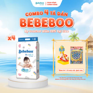 Combo 4 bịch Tã/Bỉm Dán Bebeboo Nhật Bản mỏng mềm thấm hút tốt, đóng ngày và đêm, đủ size-[MUA KÈM DEAL SỐC NHẬN QUÀ]