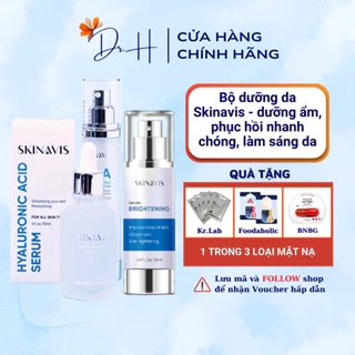 Serum trắng sáng da mờ thâm Skinavis Serum Brightening 30ml và Serum HA cấp ẩm phục hồi Skinavis 30ml