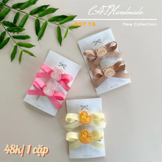 Set kẹp nơ đính charm by CATHandmade, phụ kiện tóc xinh cho bé gái kẹp nơ