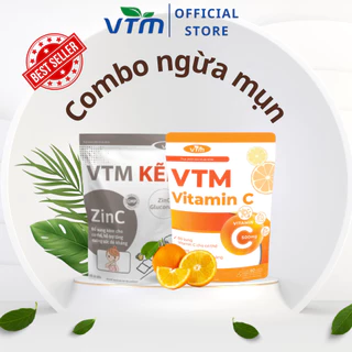 Combo Viên uống VTM giảm mụn mờ thâm, gấp đôi đề kháng - tăng cường miễn dịch( VTM Vitamin C và VTM Kẽm ZinC) - 30 ngày