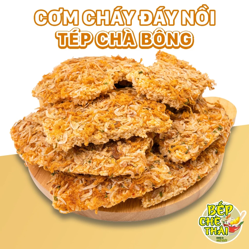 Cơm cháy đáy nồi tép chà bông - cơm cháy tép - túi 200gr / 500gr (đồ ăn vặt Snack Food) Bếp Chè Thái