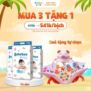 [Tặng 5 MDT + Quà] Mua combo 3 bịch tã bỉm dán BEBEBOO thương hiệu Nhật Bản thấm hút, chống tràn, siêu mềm mịn