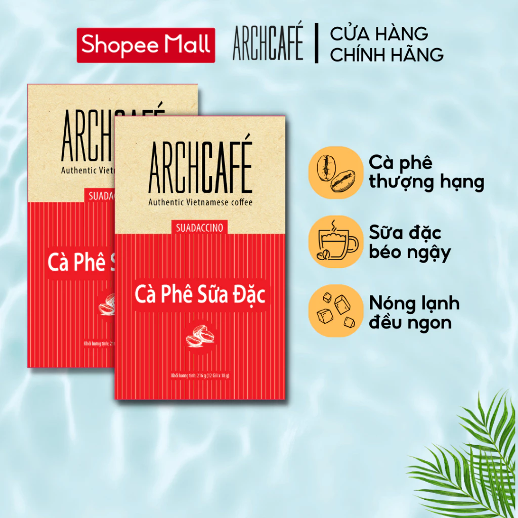 Combo 2 Cà Phê Sữa Đặc - Cafe hoà tan Archcafé (hộp 12 gói x 18g)