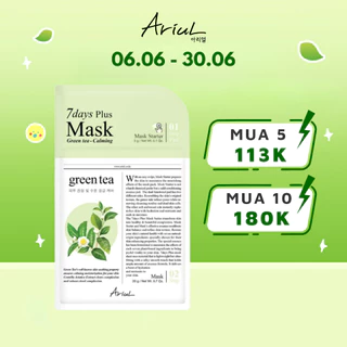 [MUA 5 GIẢM 50%] [HSD Trước T11/2024] Mặt Nạ Làm Dịu & Phục Hồi Da Trà Xanh Ariul 7 Days Plus Mask Green Tea 20 gr